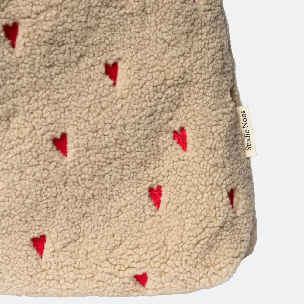 Studio Noos mom bag teddy hearts shopper ecru bij Duifhuizen