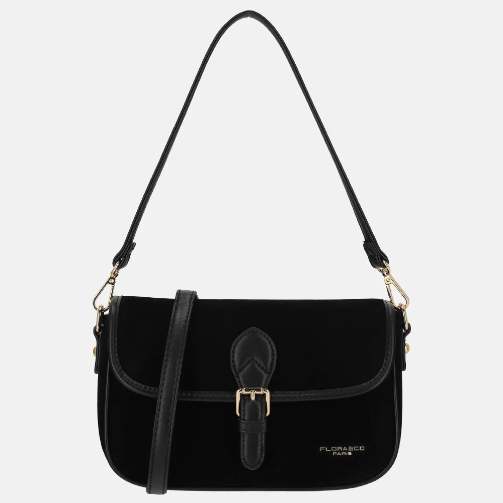 Flora & Co Suedine crossbody tas noir