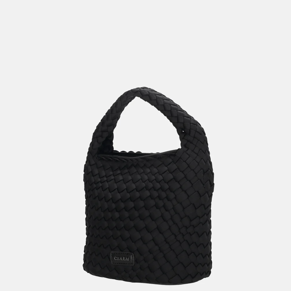 Charm London Madera handtas gevlochten neopreen S zwart bij Duifhuizen