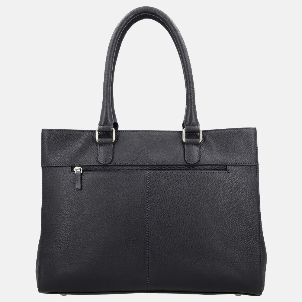 Charm London Washington handtas met laptopvak 15 inch blauw bij Duifhuizen