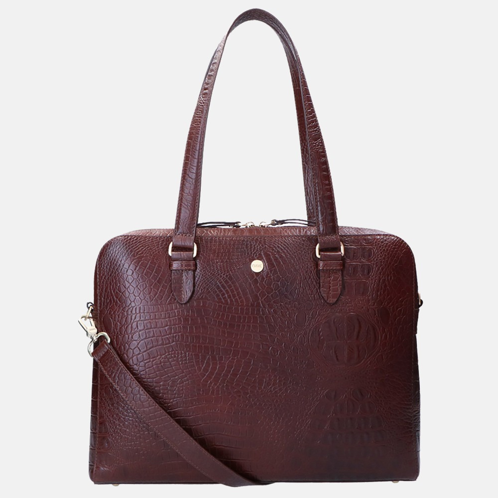 FMME Claudia Laptoptas 15.6 inch brown croco bij Duifhuizen