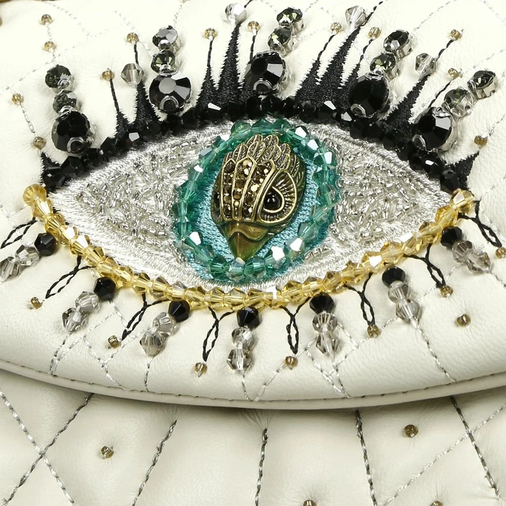 Kurt Geiger Leather Mini Kensington Eye schoudertas bone bij Duifhuizen