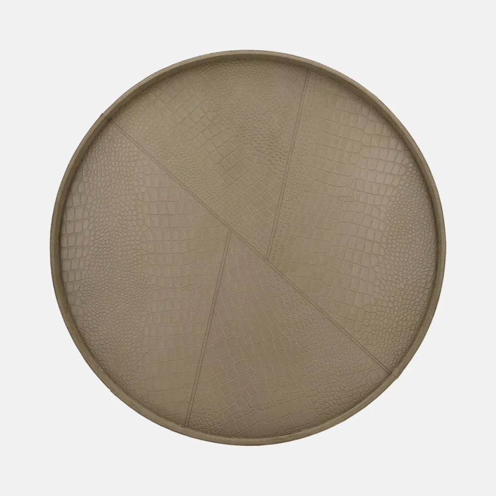 Chamada leren dienblad rond croco L taupe bij Duifhuizen