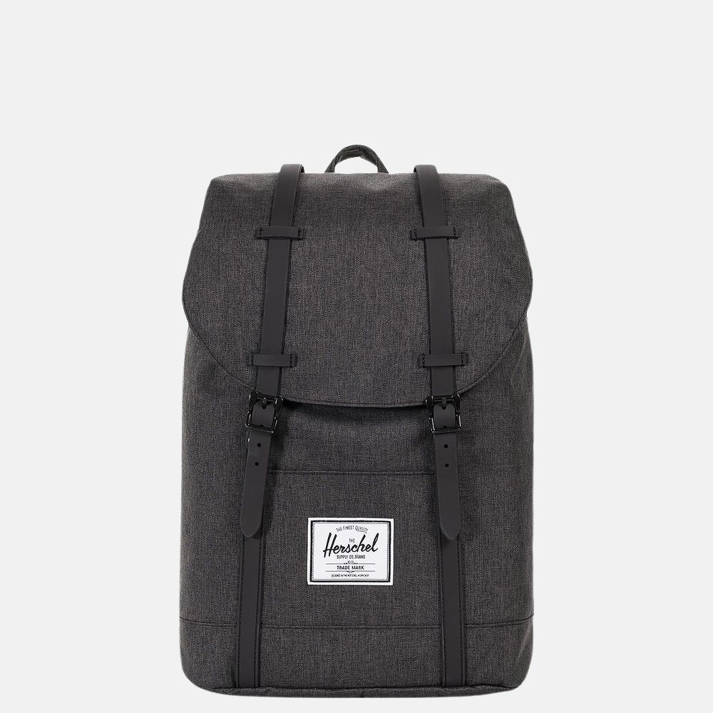 Herschel Retreat rugzak 15 inch black crosshatch/black rubber