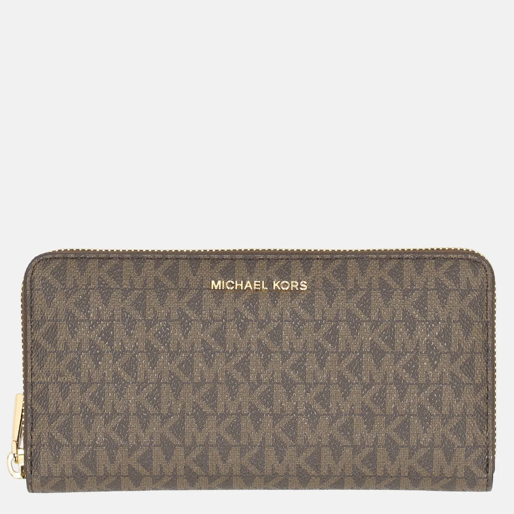 Michael Kors Jet Set portemonnee large brown/acorn bij Duifhuizen