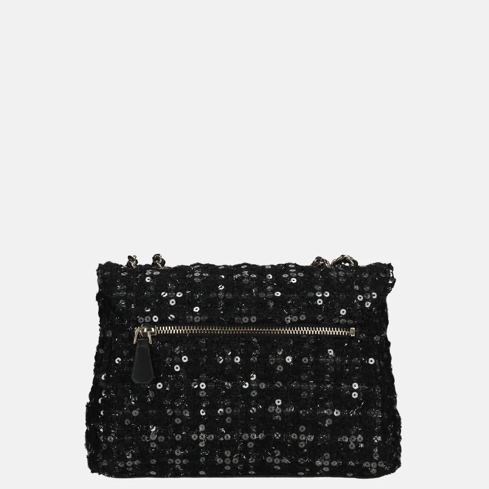 Guess Giully schoudertas glitter black gold bij Duifhuizen