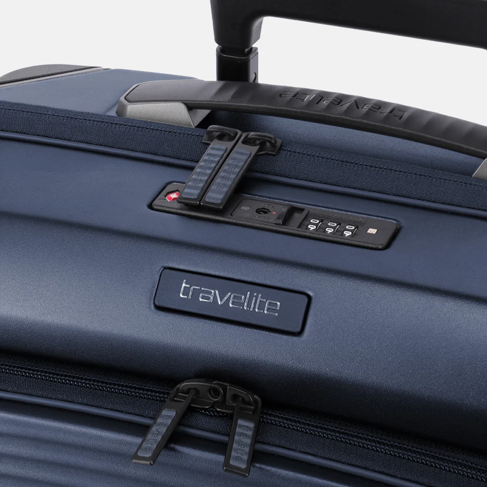 Travelite Millenium Frontpocket handbagage koffer 55 cm 15 inch navy bij Duifhuizen