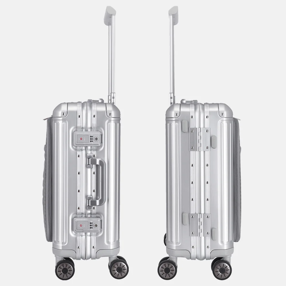 Travelite Next Frontpocket handbagage koffer 55 cm silver bij Duifhuizen