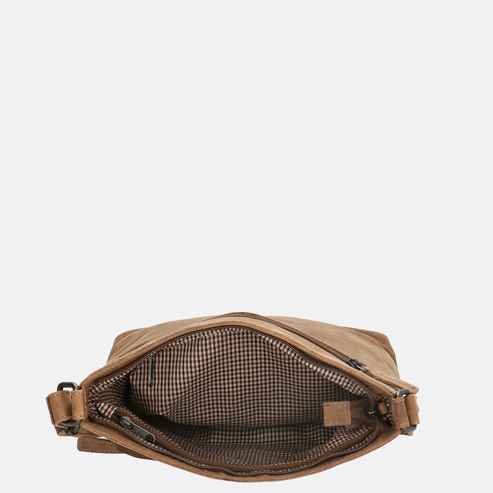 Hide & Stitches Idaho schoudertas brown bij Duifhuizen
