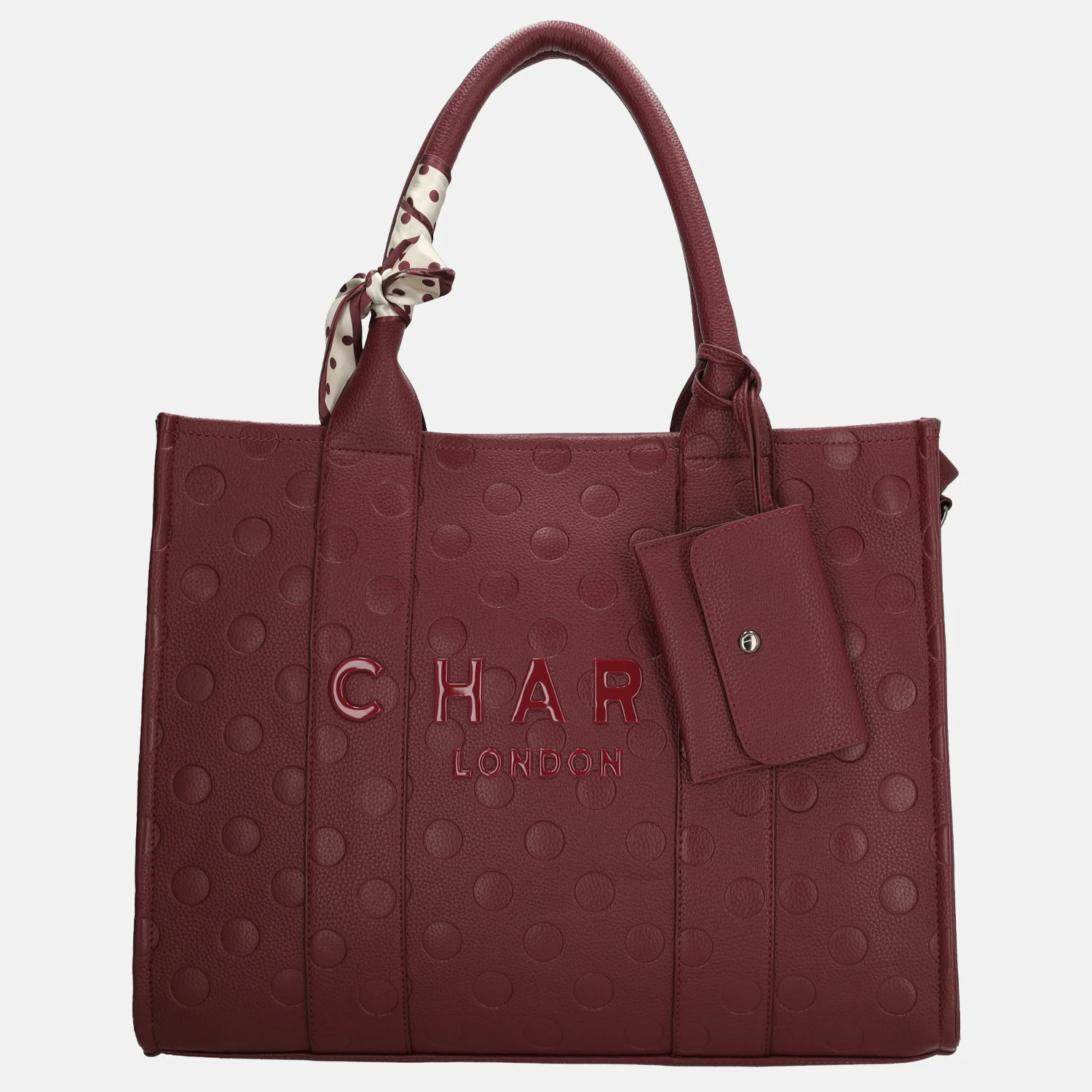 Charm London Bond Avenue handtas 15 inch polkadot bordeaux bij Duifhuizen