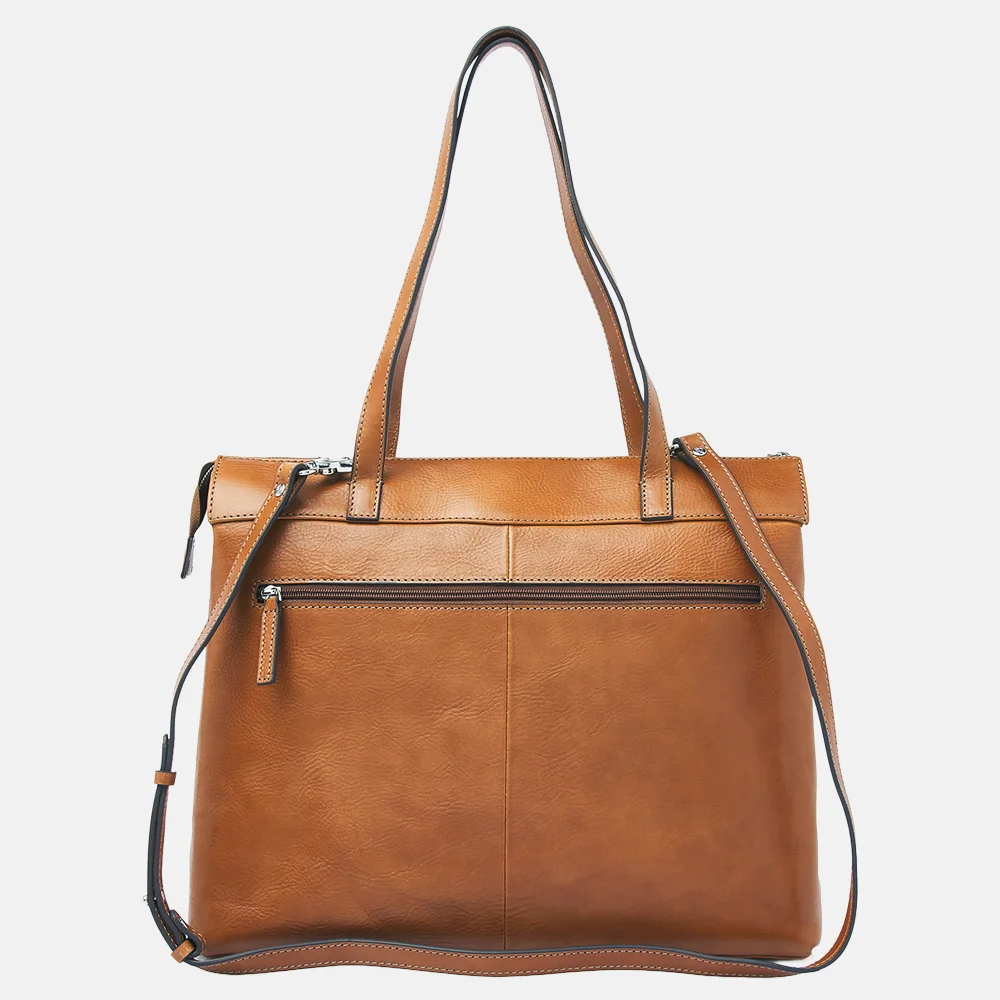Castelijn en Beerens Lia Single zip Heritage laptoptas 15.6 inch light brown bij Duifhuizen