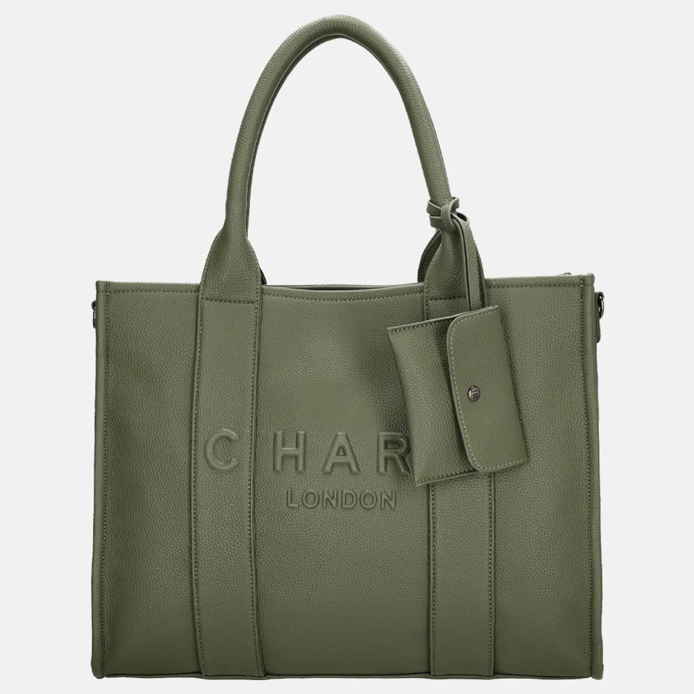 Charm London laptoptas 15 inch natuur groen bij Duifhuizen