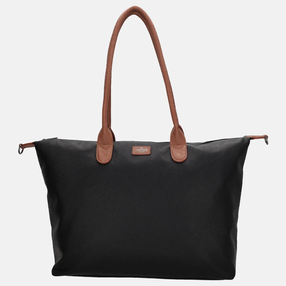Charm London Buckingham Palace shopper L zwart/cognac bij Duifhuizen