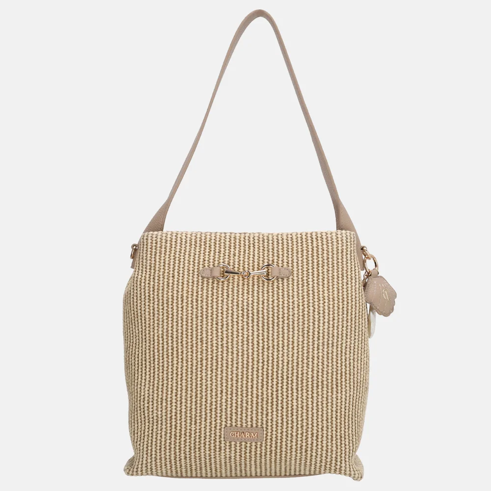 Charm London Santorini schoudertas M taupe bij Duifhuizen