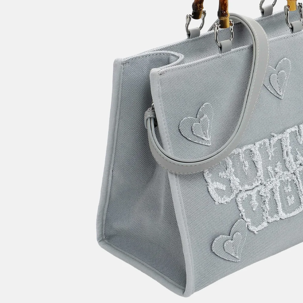 Emily & Noah Joelle summer vibes handtas canvas bambo light blue bij Duifhuizen