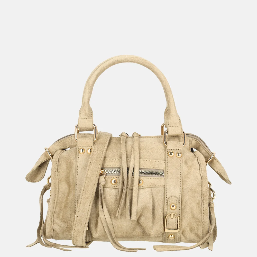 Firenze Suedine handtas franjes S taupe