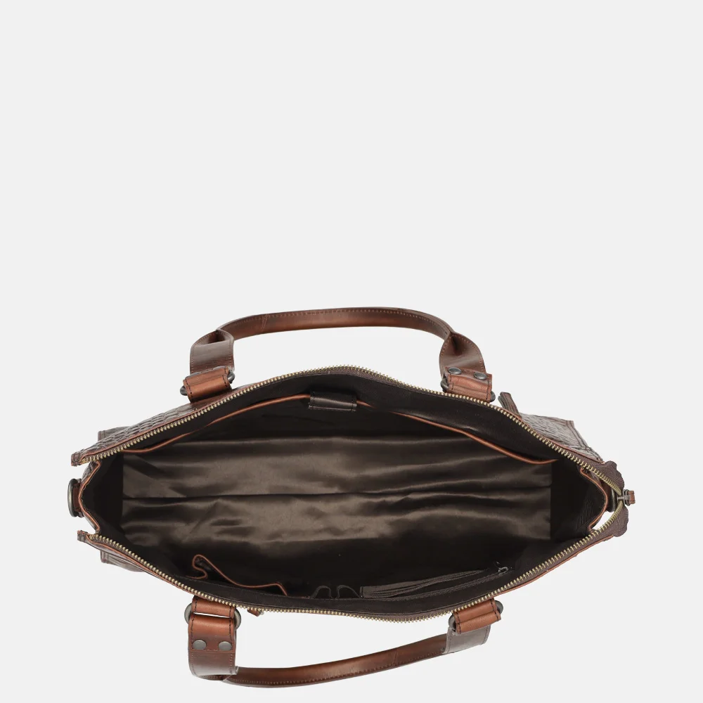 Bear Design 1vaks croco laptoptas 16 inch donkerbruin bij Duifhuizen