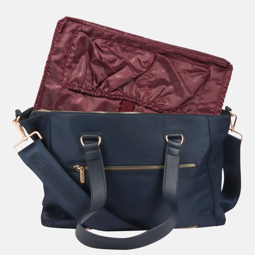 Mosz Denise laptoptas/shopper 15.6 inch navy blue bij Duifhuizen