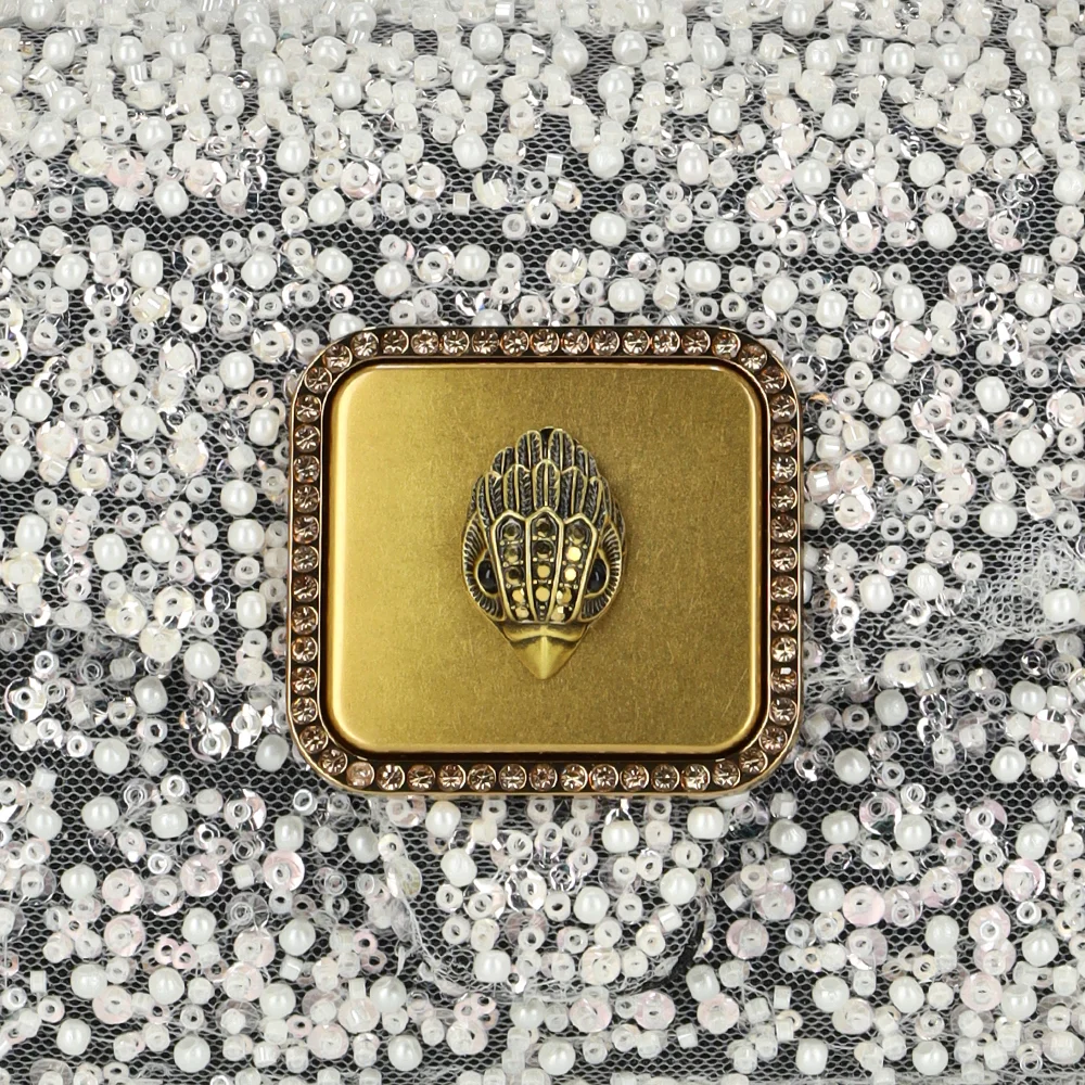 Kurt Geiger Pimlico mini schoudertas parel white/black bij Duifhuizen