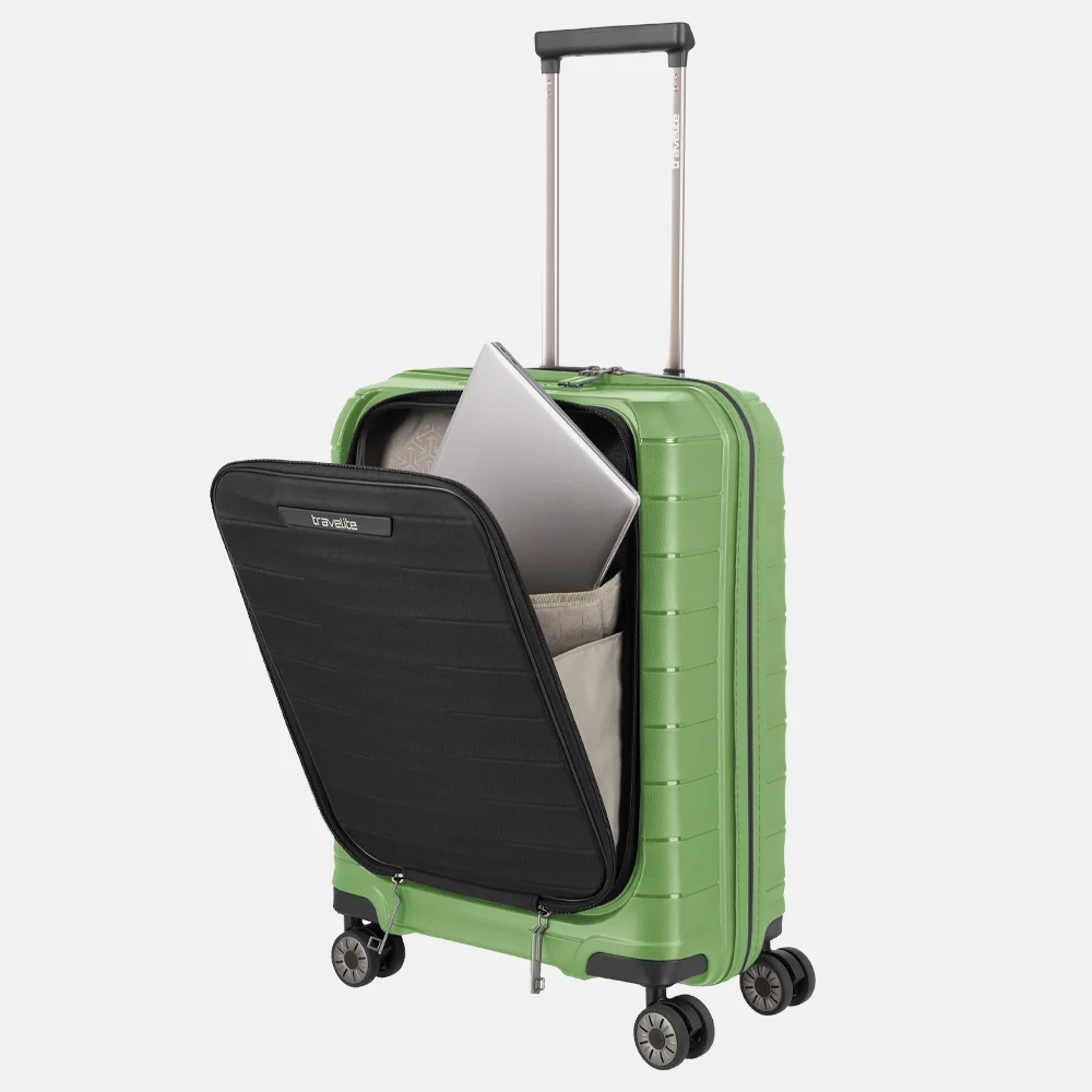 Travelite Mooby frontpocket handbagage koffer 55 cm green bij Duifhuizen