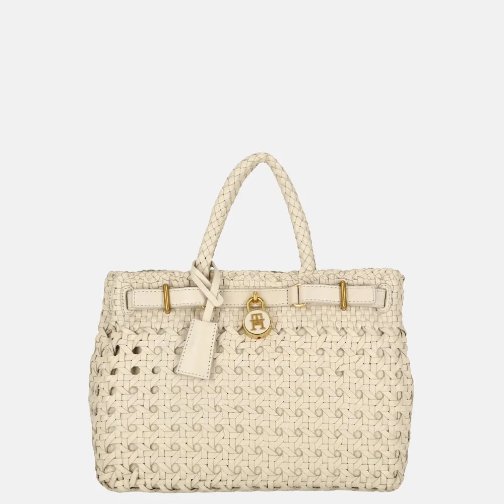 Tommy Hilfiger American Icon handtas gevlochten soft cream bij Duifhuizen