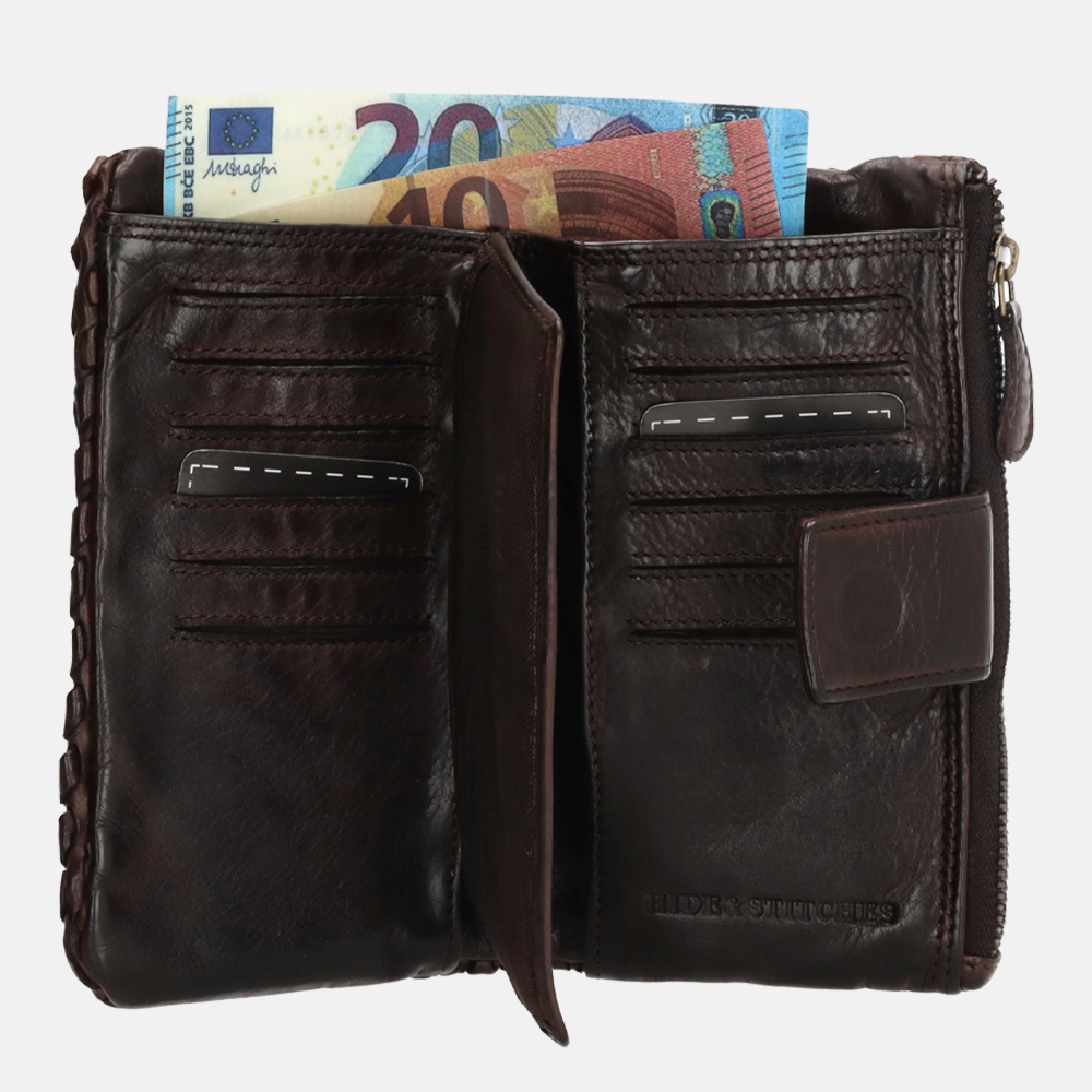 Hide & Stitches Atlas portemonnee donkerbruin bij Duifhuizen
