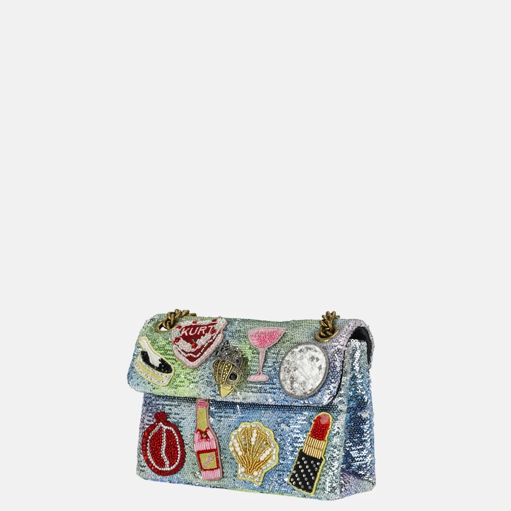 Kurt Geiger Kensington Sequin schoudertas mini patches silver bij Duifhuizen