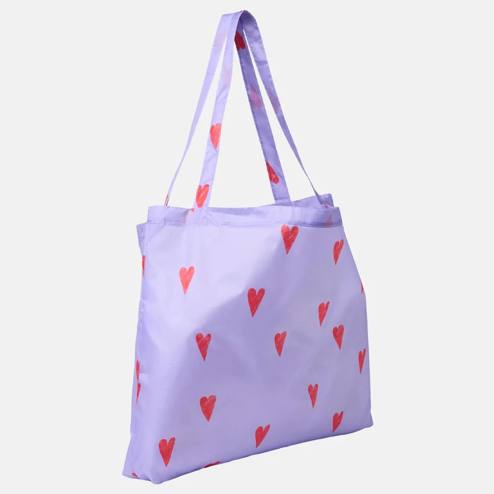 Studio Noos shopper boodschappentas lilac hearts bij Duifhuizen