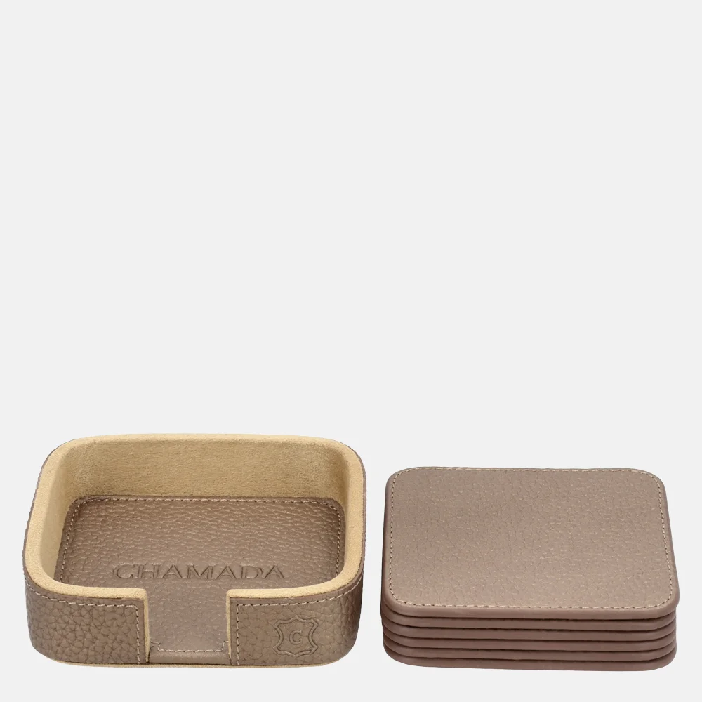 Chamada leren onderzetters effen vierkant koper bij Duifhuizen