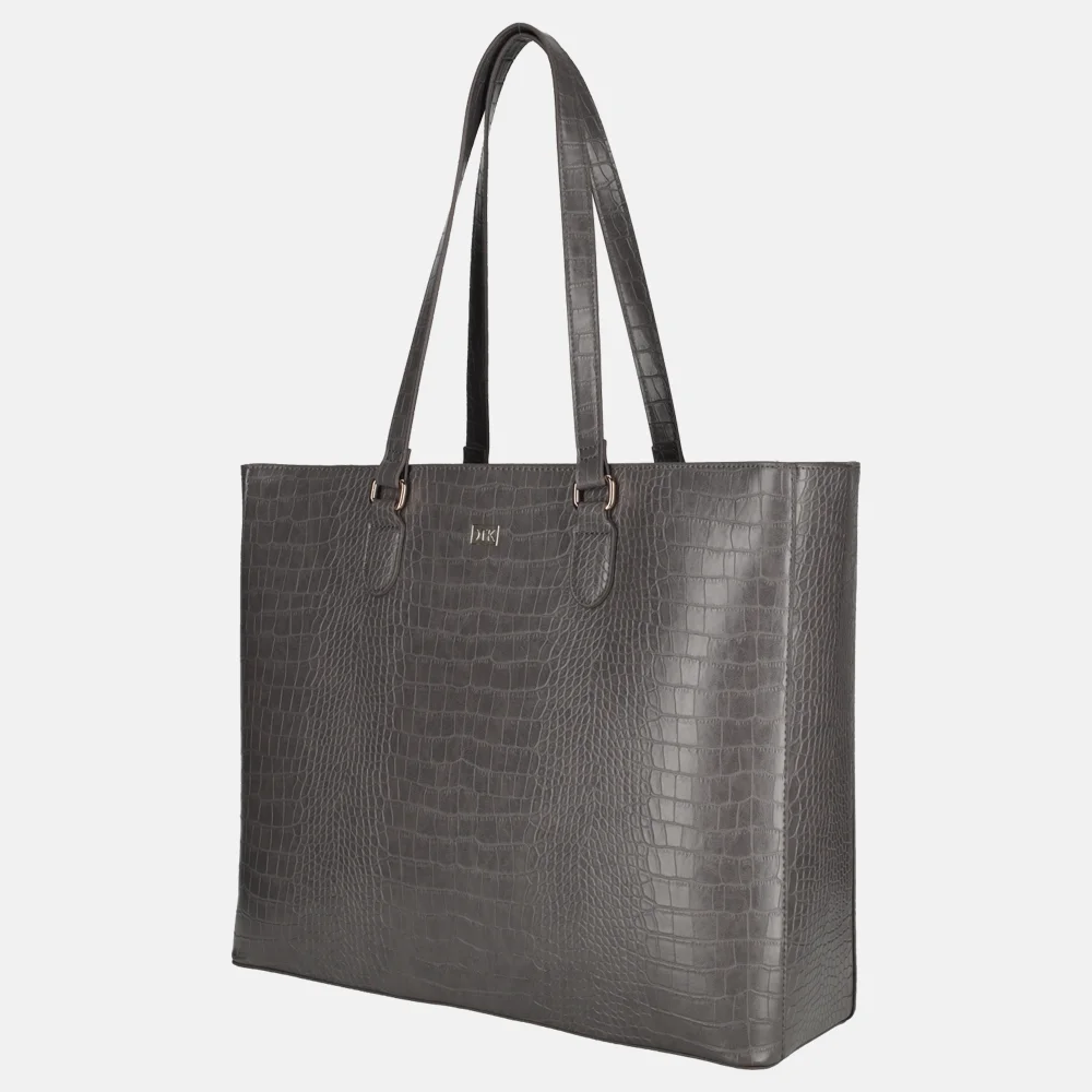 Duifhuizen croco shopper met laptopvak middengrijs bij Duifhuizen