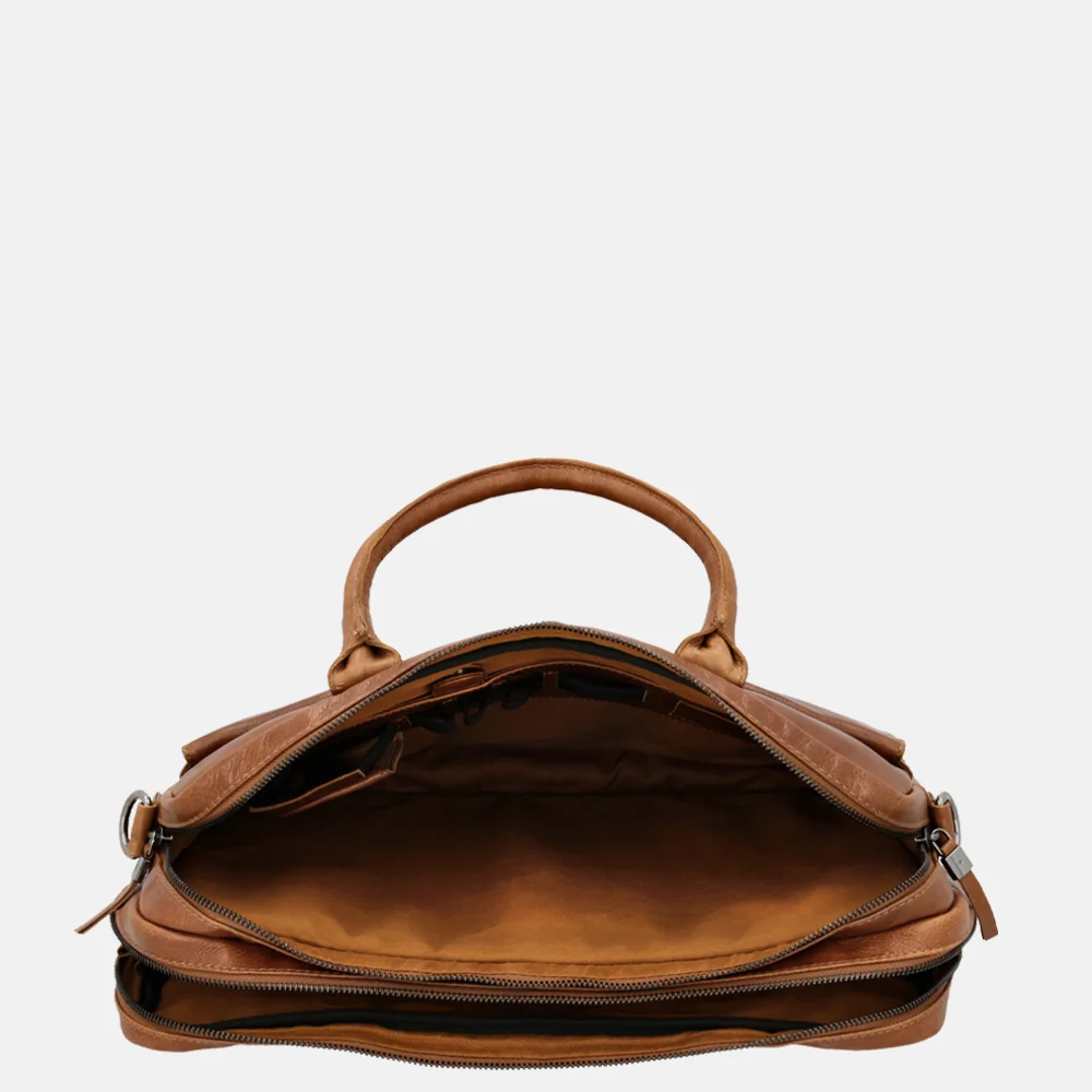 Hide & Stitches Porto laptoptas 15 inch brown bij Duifhuizen