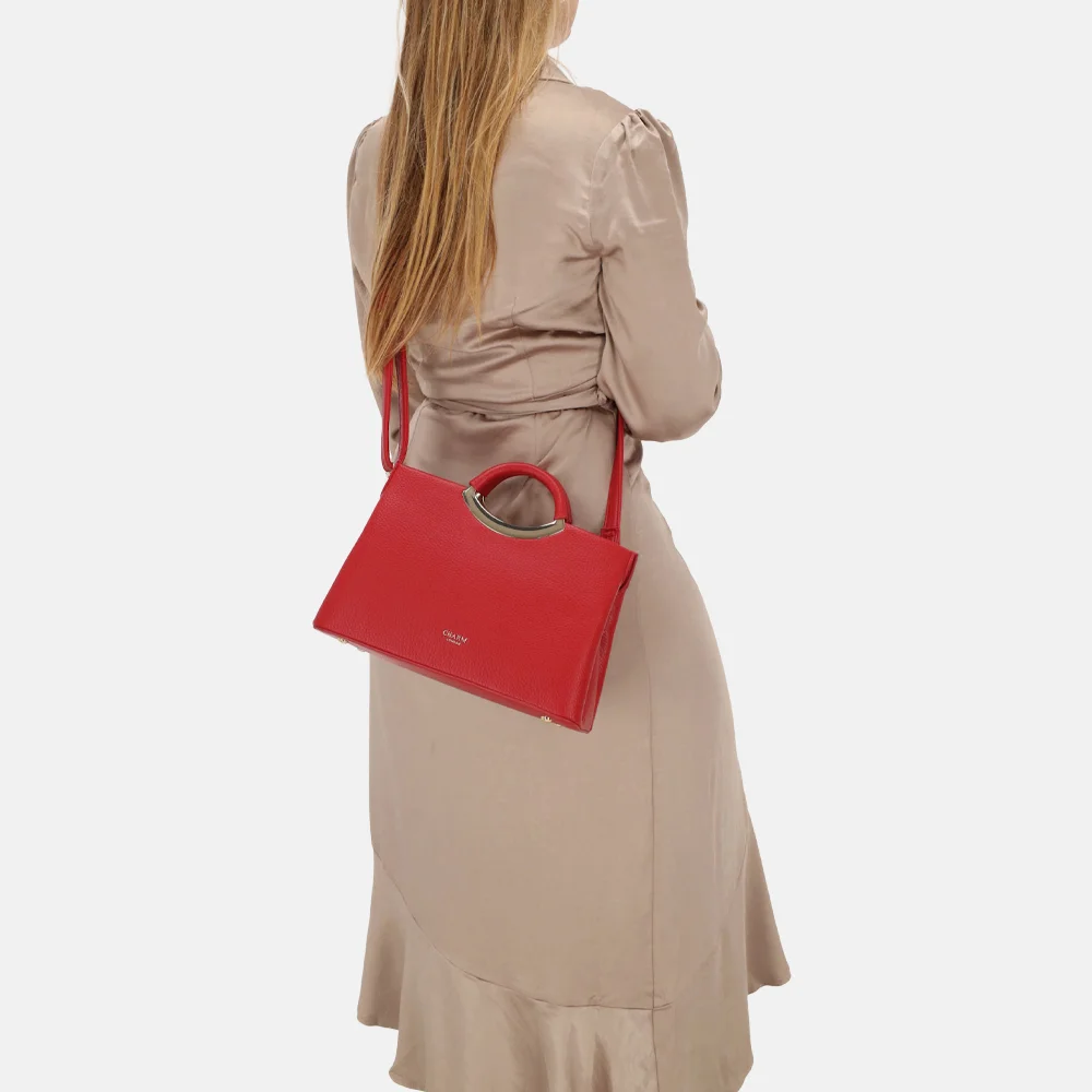 Charm London handtas beugel wijnrood bij Duifhuizen