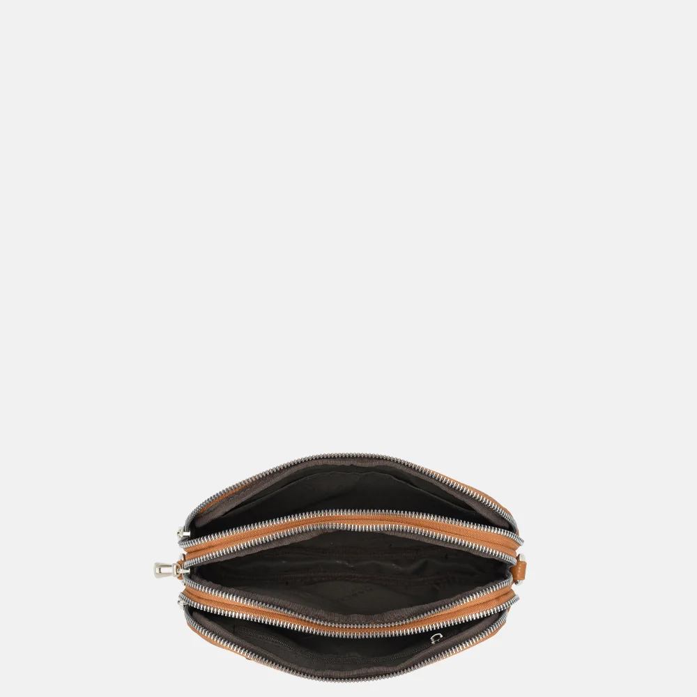 Flora & Co crossbody tas camel bij Duifhuizen