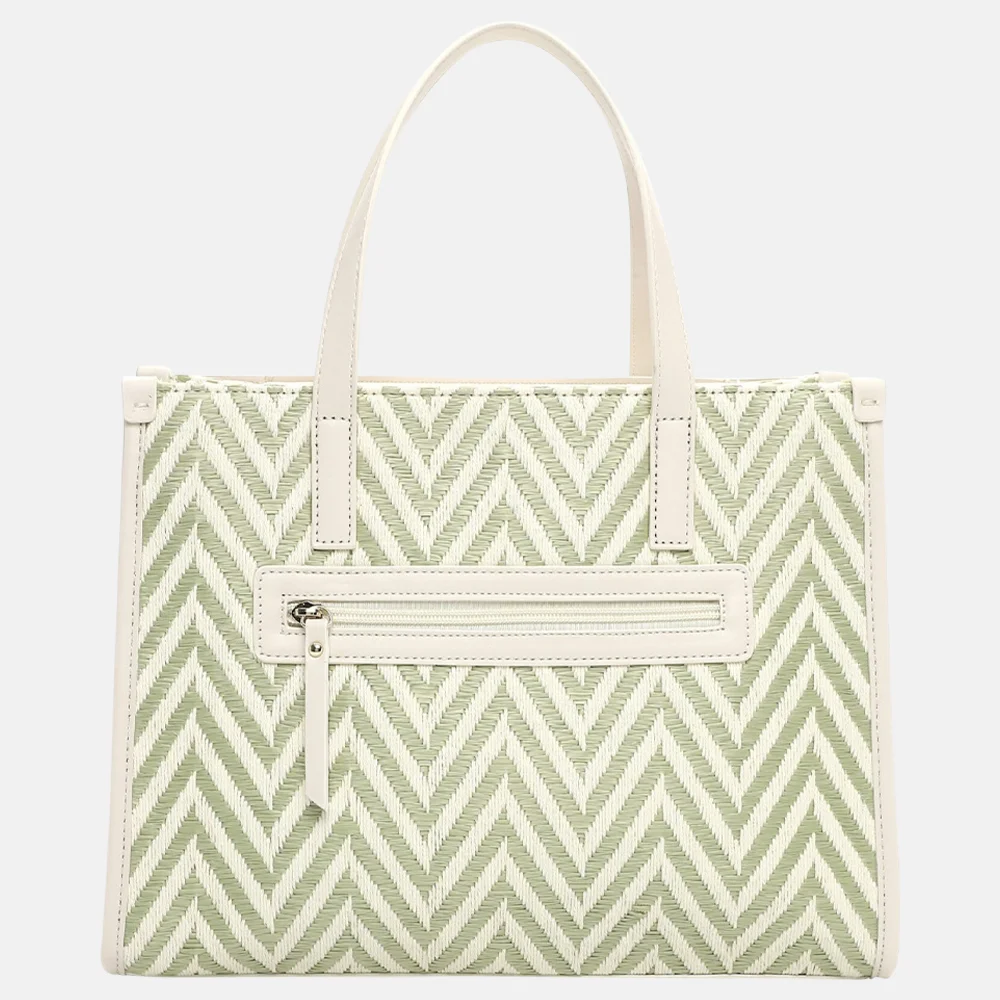 Emily & Noah Raffia handtas M pistachio bij Duifhuizen