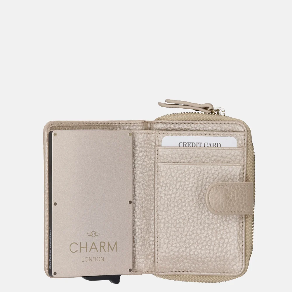 Charm London safety wallet portemonnee champagne bij Duifhuizen