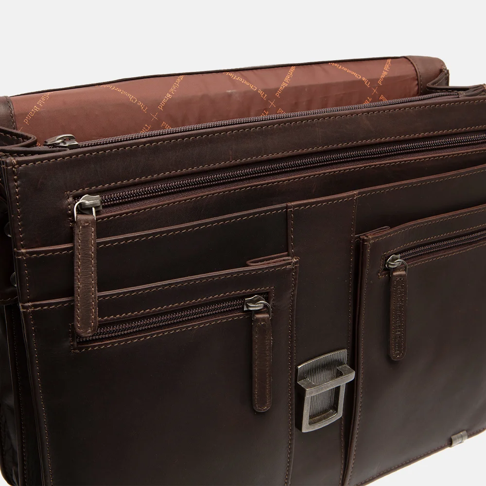 Chesterfield Stuttgart laptoptas 14 inch dark brown bij Duifhuizen