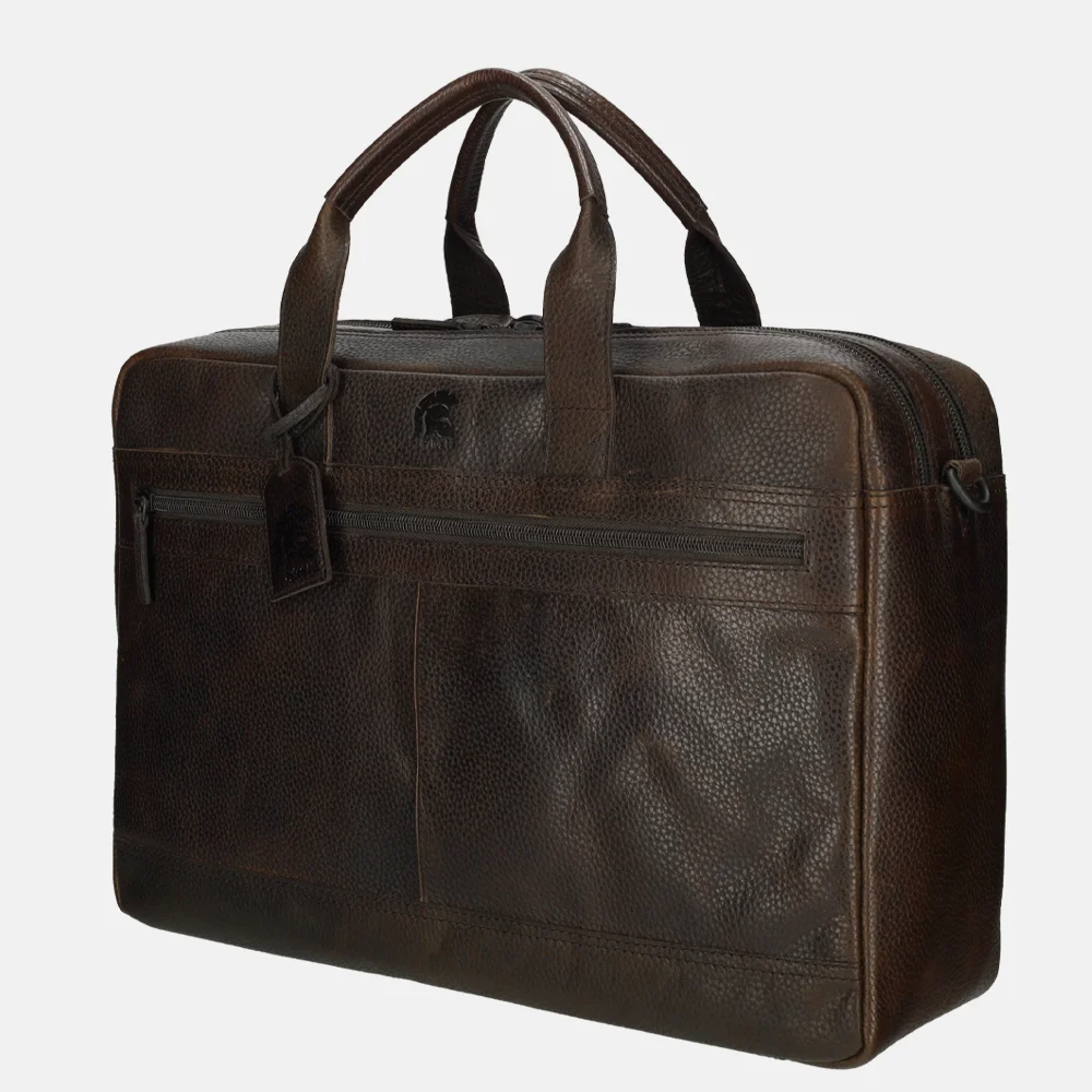 Pylos 59 Sarda laptoptas 17 inch dark brown bij Duifhuizen