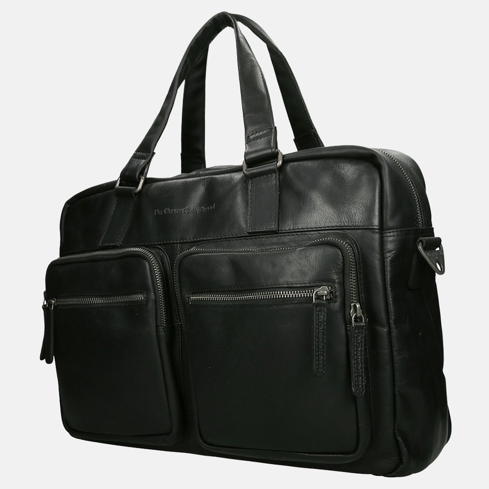 Chesterfield laptoptas 17 inch black bij Duifhuizen