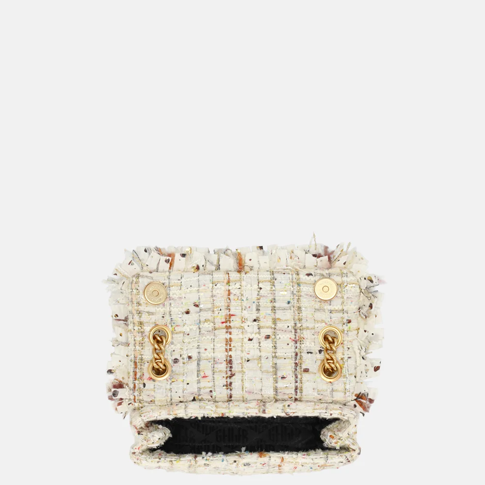 Kurt Geiger tweed mini Kensington schoudertas flower bone bij Duifhuizen