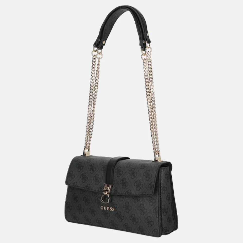Guess Zamira schoudertas coal logo bij Duifhuizen
