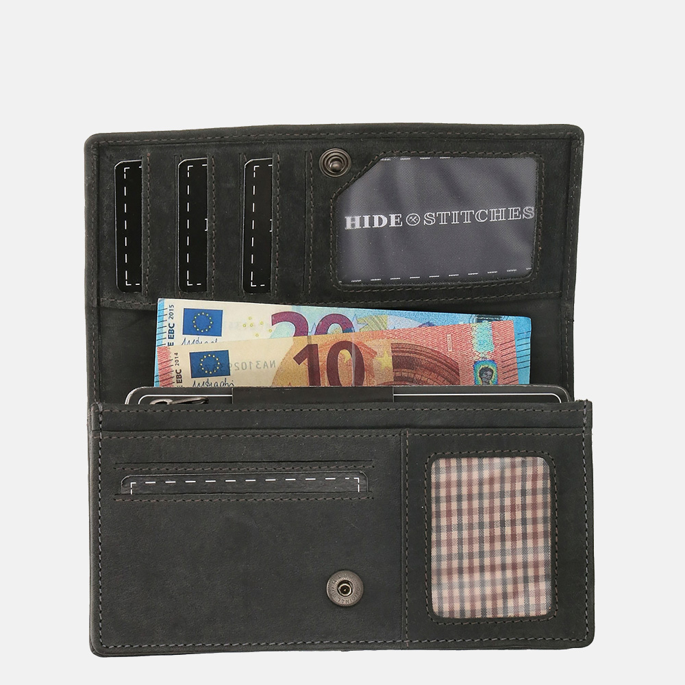 Hide & Stitches Idaho portemonnee black bij Duifhuizen