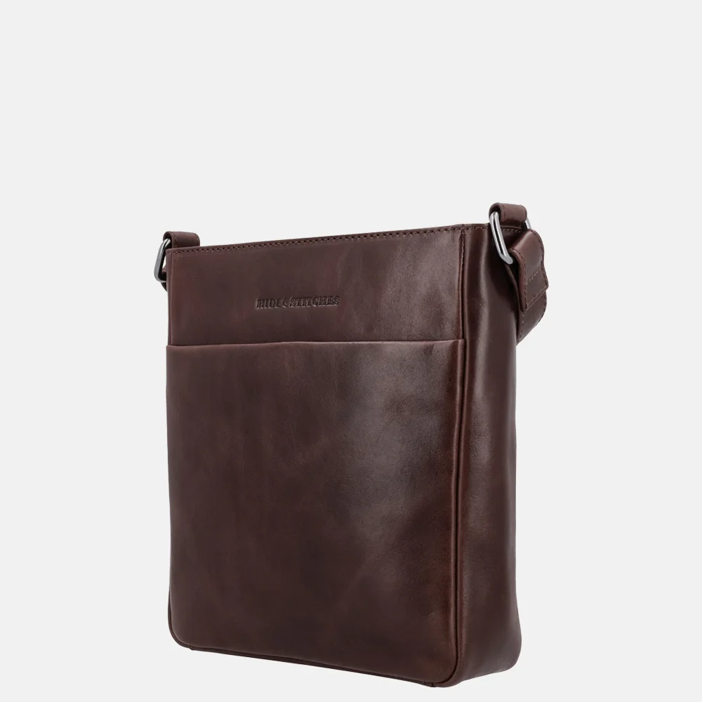 Hide & Stitches Porto schoudertas donkerbruin bij Duifhuizen