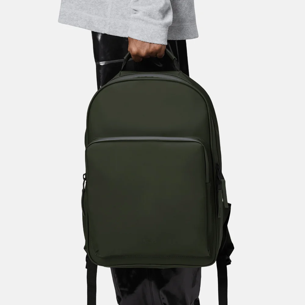 Rains Book rugzak large 15 inch green bij Duifhuizen