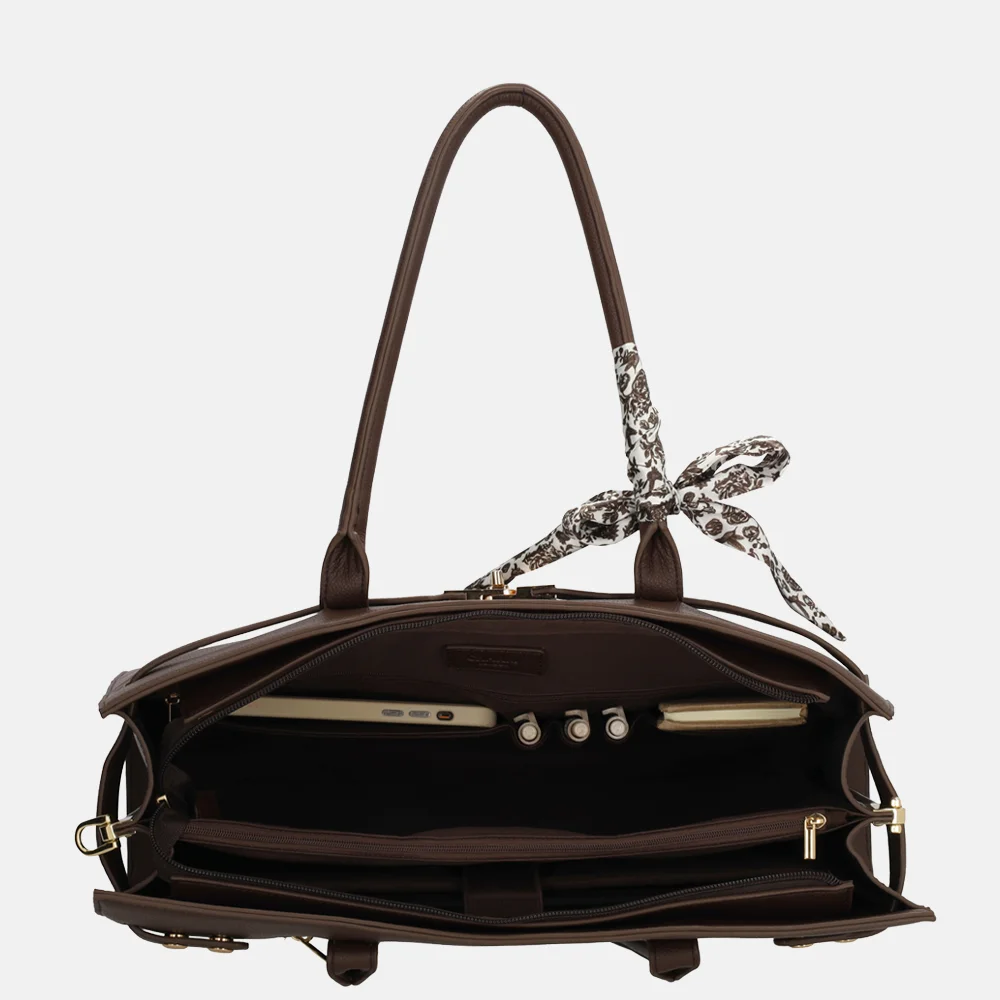 Charm London The Hamptons laptopshopper 15 inch donkerbruin bij Duifhuizen