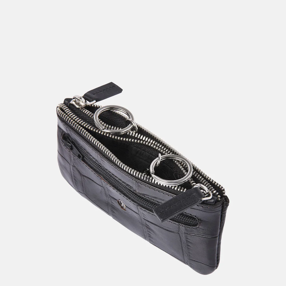 Castelijn en Beerens double zip sleuteletui croco black bij Duifhuizen