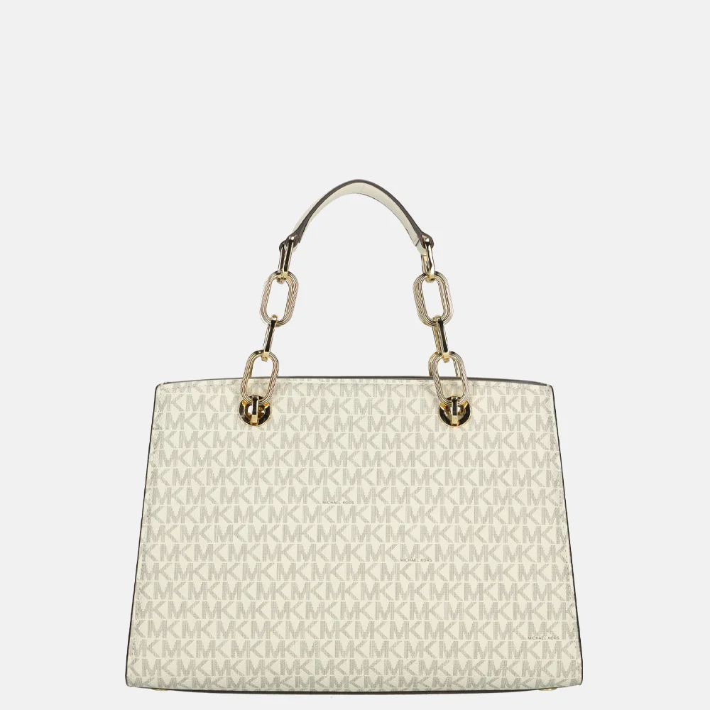 Michael Kors Cynthia handtas satchel logo M van/cream bij Duifhuizen