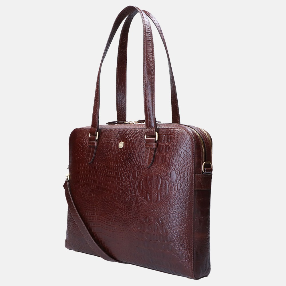 FMME Claudia Laptoptas 15.6 inch brown croco bij Duifhuizen