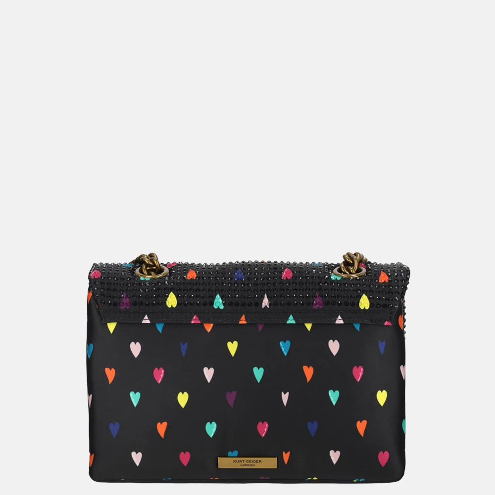 Kurt Geiger Kensington Fabric schoudertas M harten studs black bij Duifhuizen