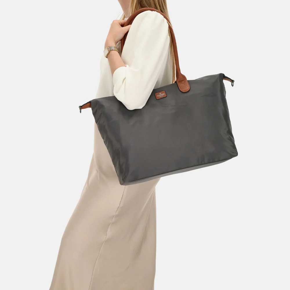 Charm London Buckingham shopper met 15.6 inch laptopvak L olifant grijs bij Duifhuizen