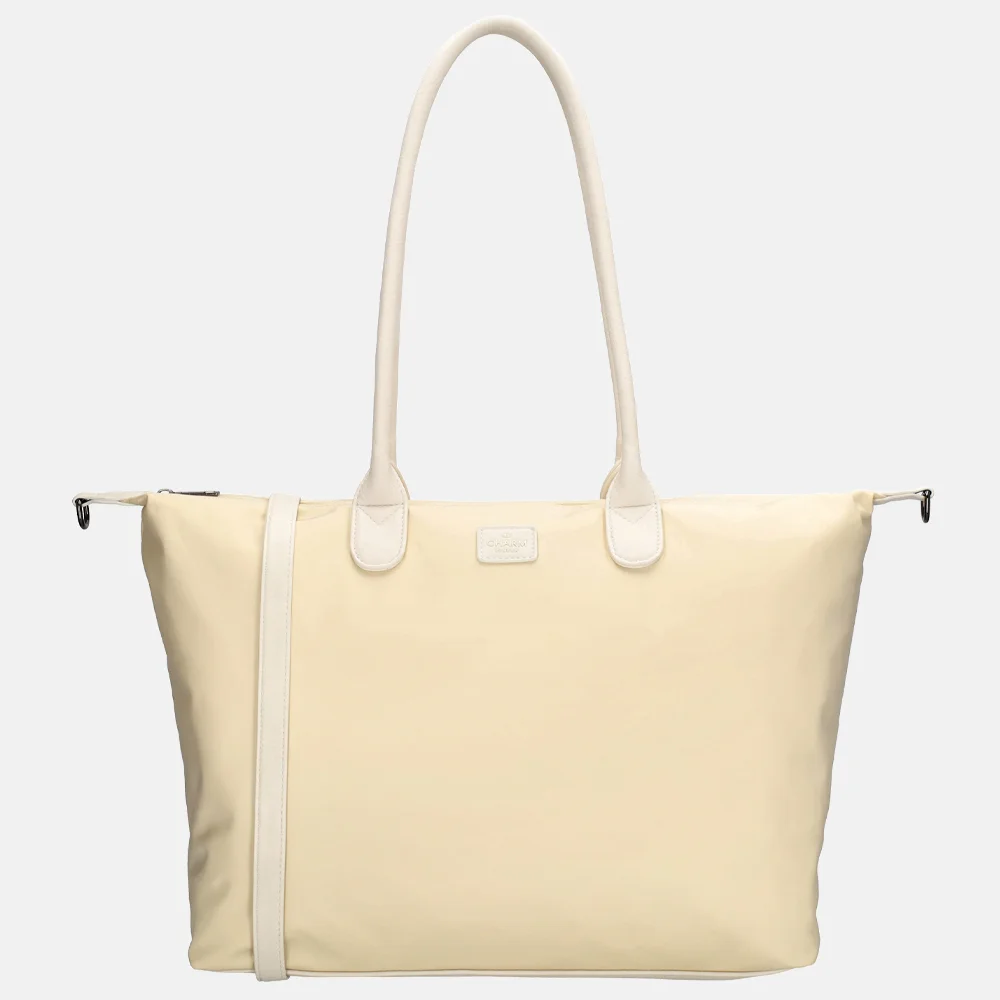 Charm London Buckingham Mono shopper met 15.6 inch laptopvak L creme bij Duifhuizen